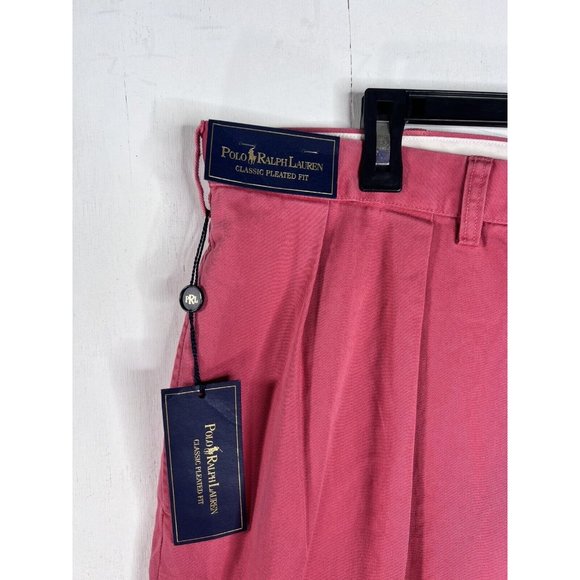 Polo Ralph Lauren Mens Coral Classic Pleated Fit Pants Sz 42T×36 Read - Picture 3 of 16